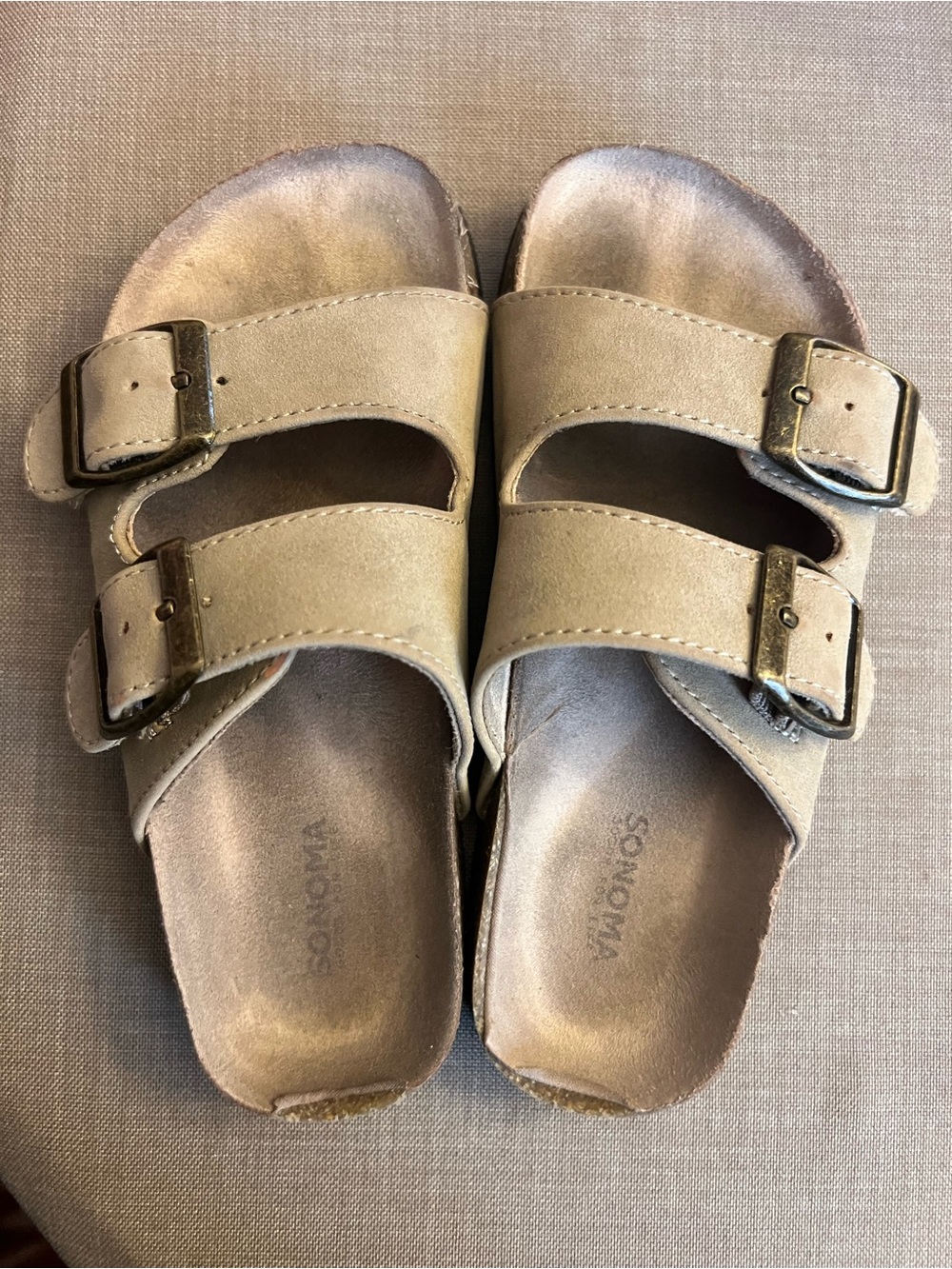 Sonoma Kids Tan Double-Buckle Slide Sandals